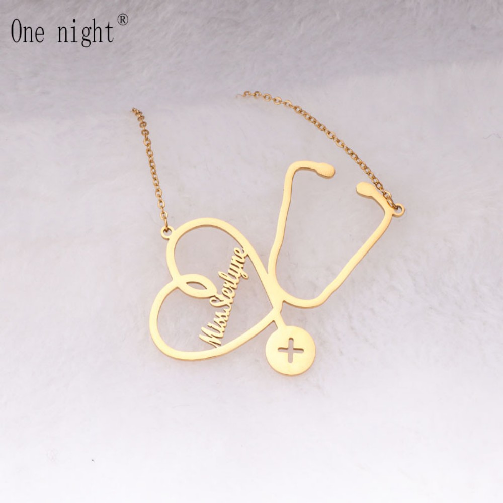 Stethoscope - Custom Name Necklace Stainless Steel O