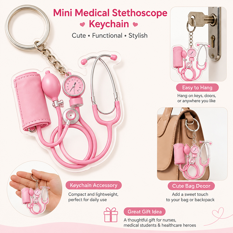NEW 1 Pcs Cute Pink Mini 2D Fl - Stethoscope recension och pris