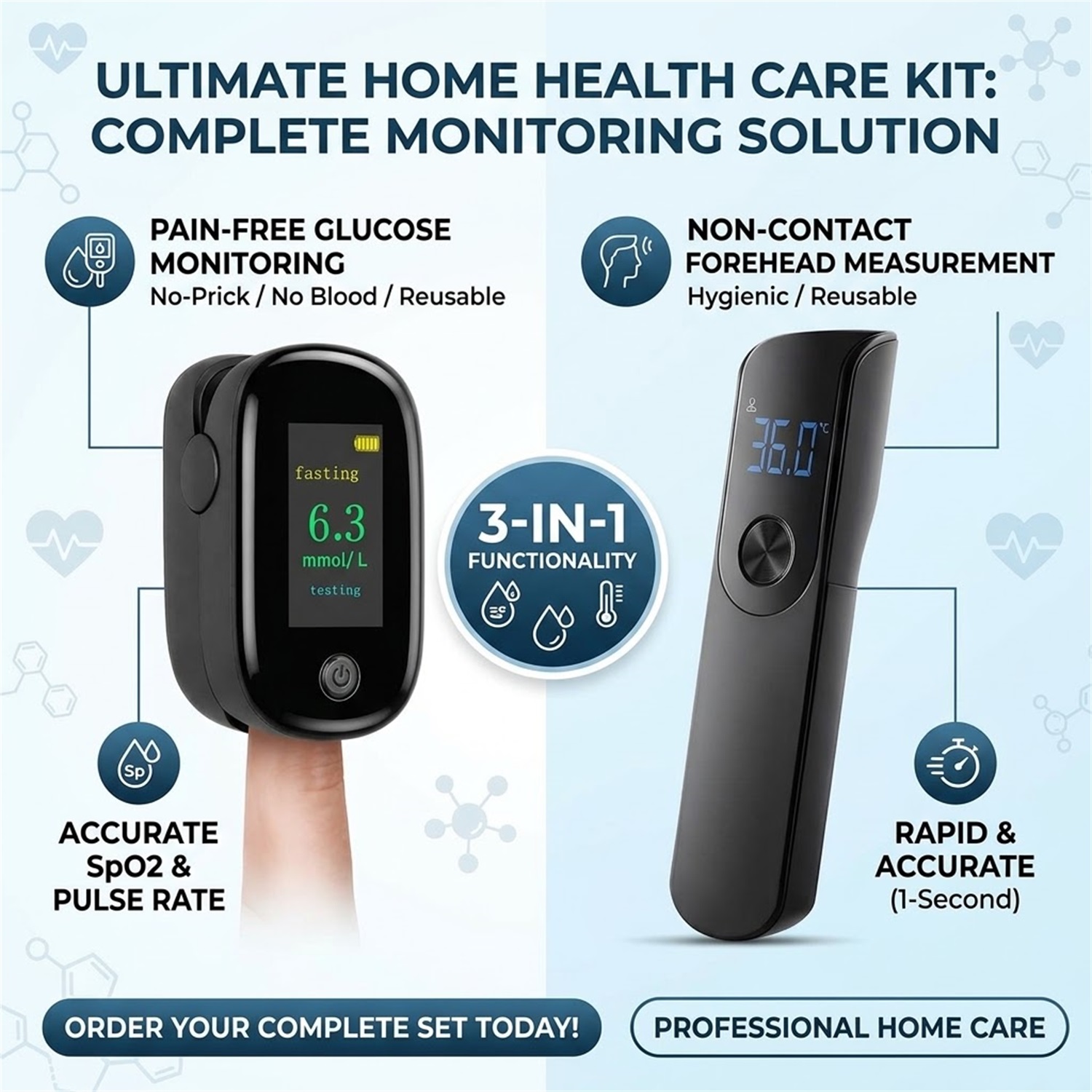 3 in 1 Health Monitor Kit,2-in - Pulse Oximeter recension och pris